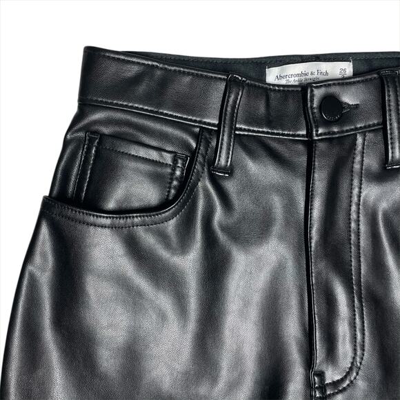 ABERCROMBIE & FITCH Curve Love Ankle Straight Ultra High Rise Leather Pant 26/2 - Picture 4 of 9